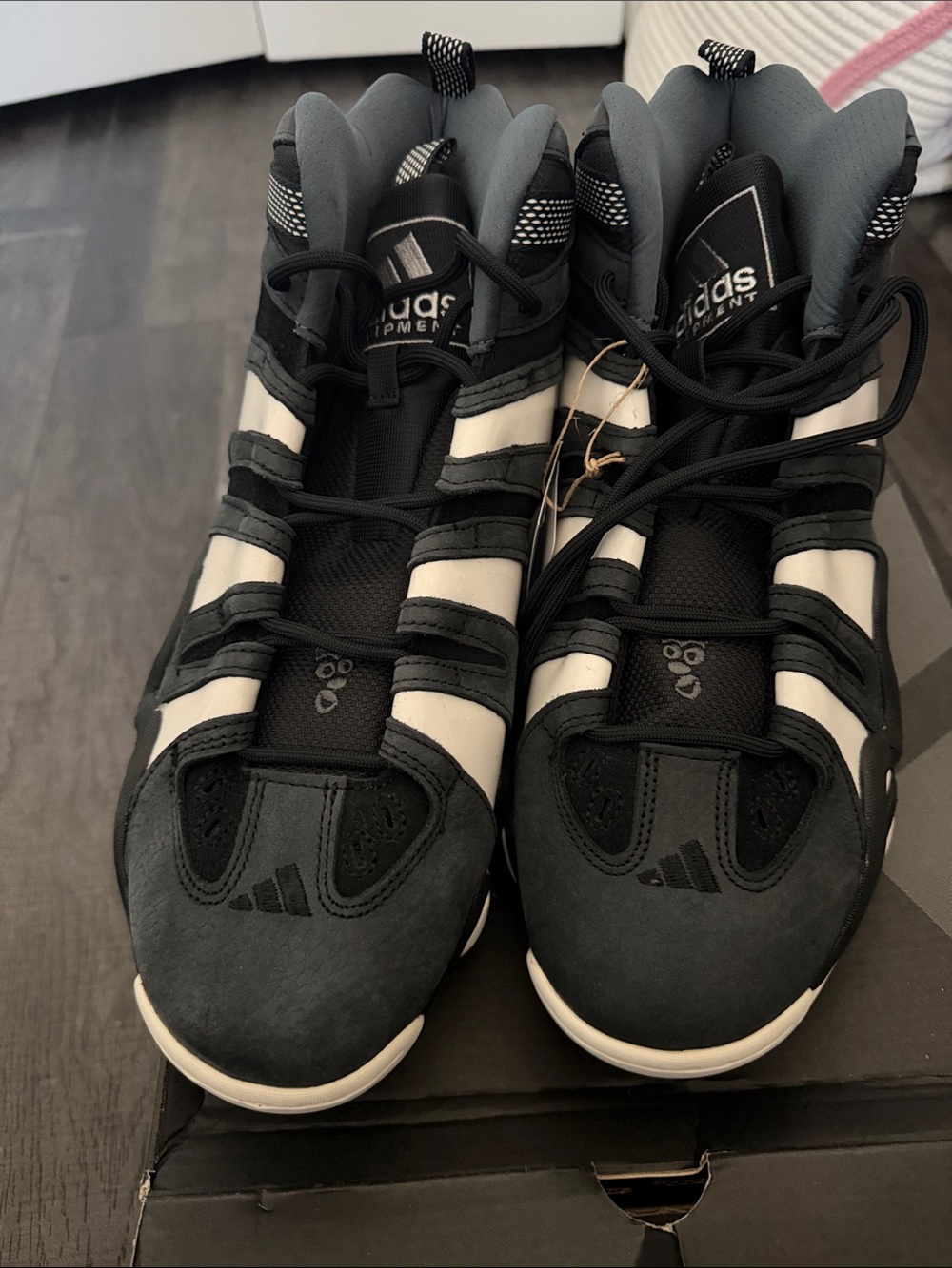 adidas Black and White Athletic High-Top Sneakers